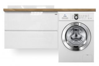 Подвесная тумба под раковину Эстет Malibu Luxe ФР-00007113 Л/П 155см два ящика белый столешница массив шпон дуба